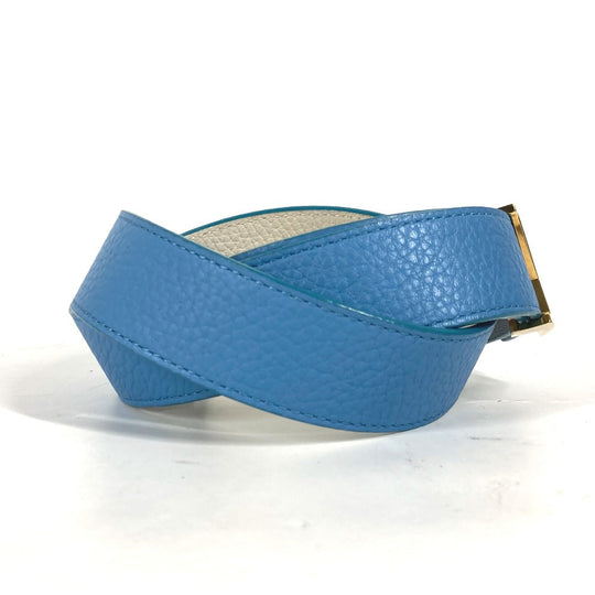 LOUIS VUITTON belt N9040W Taurillon Clemence Leather blue By color LV buckle Women 80 Used Authentic