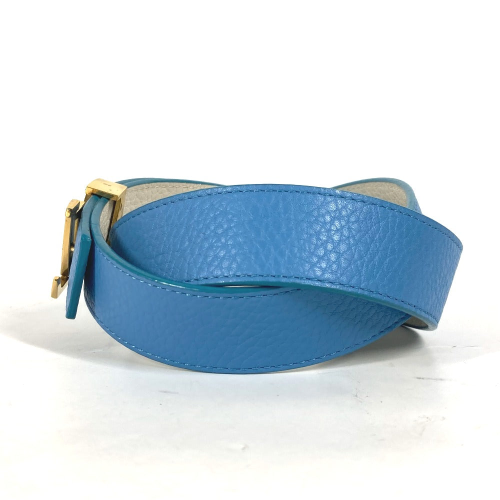 LOUIS VUITTON belt N9040W Taurillon Clemence Leather blue By color LV buckle Women 80 Used Authentic