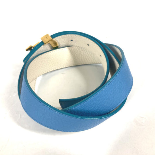 LOUIS VUITTON belt N9040W Taurillon Clemence Leather blue By color LV buckle Women 80 Used Authentic