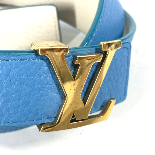 LOUIS VUITTON belt N9040W Taurillon Clemence Leather blue By color LV buckle Women 80 Used Authentic