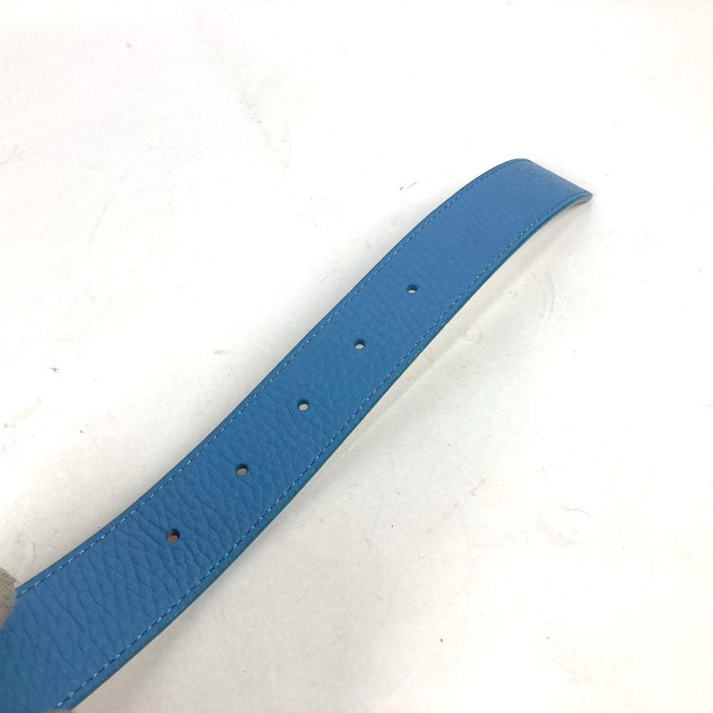 LOUIS VUITTON belt N9040W Taurillon Clemence Leather blue By color LV buckle Women 80 Used Authentic