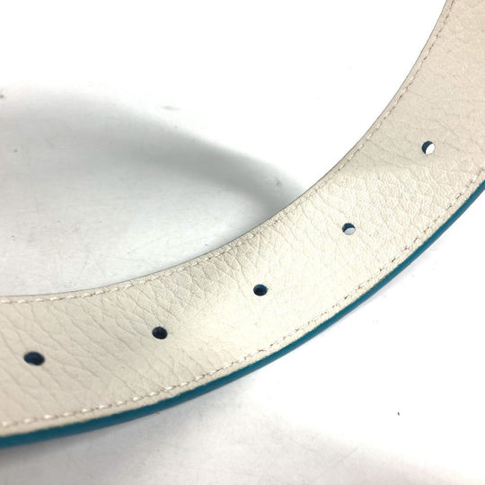 LOUIS VUITTON belt N9040W Taurillon Clemence Leather blue By color LV buckle Women 80 Used Authentic