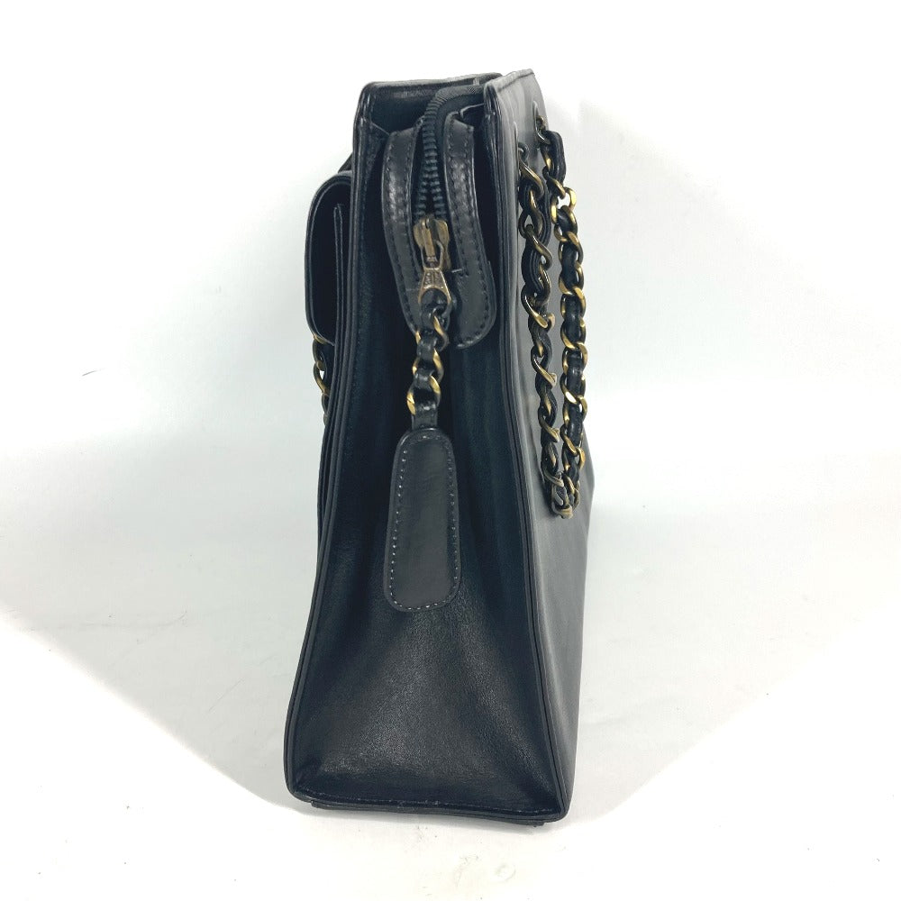 CHANEL Shoulder Bag leather black WChain CC COCO Mark Women Used Authentic