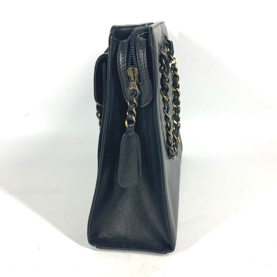 CHANEL Shoulder Bag leather black WChain CC COCO Mark Women Used Authentic