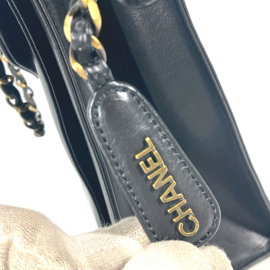 CHANEL Shoulder Bag leather black WChain CC COCO Mark Women Used Authentic