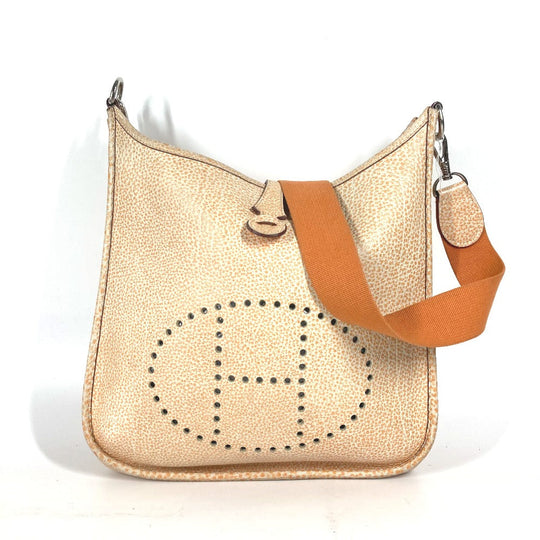 HERMES Shoulder Bag Leather, Buffle Skipper Orange Evelyn 1 PM Dalmatian
