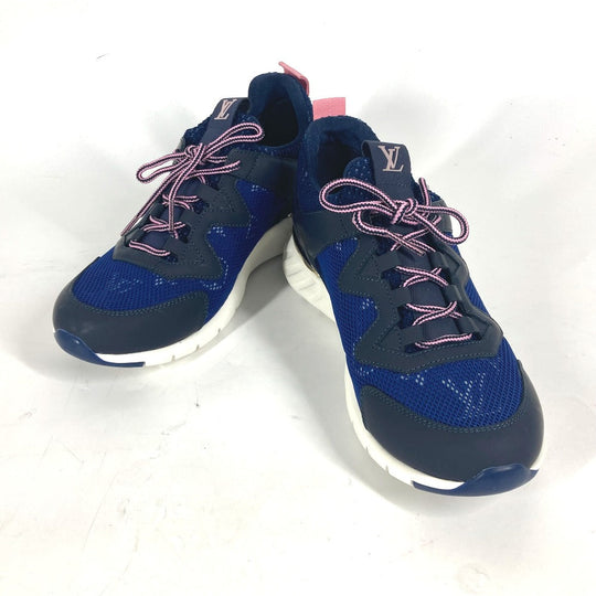 LOUIS VUITTON sneakers Leather, Mesh blue Monogram logo 34 1/2