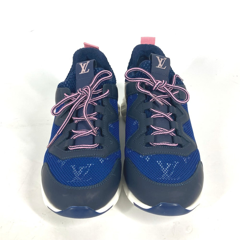 LOUIS VUITTON sneakers Leather, Mesh blue Monogram logo 34 1/2