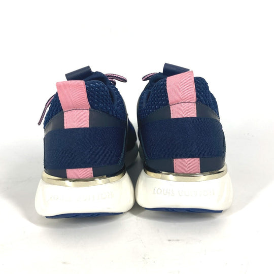 LOUIS VUITTON sneakers Leather, Mesh blue Monogram logo 34 1/2