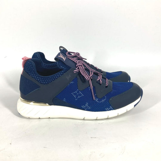 LOUIS VUITTON sneakers Leather, Mesh blue Monogram logo 34 1/2