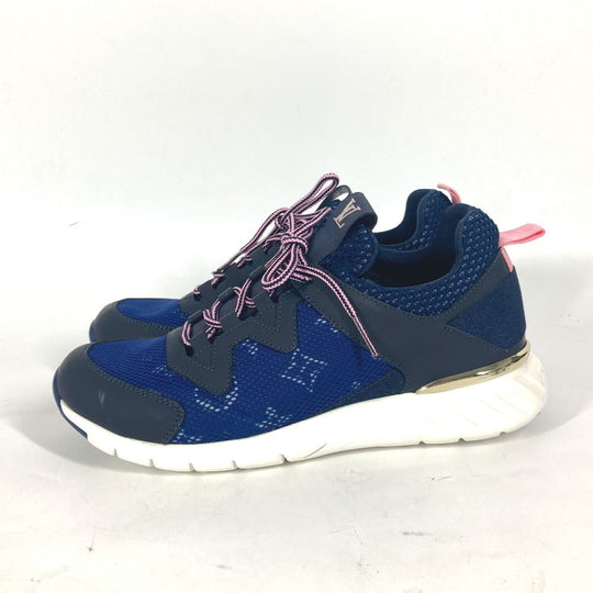 LOUIS VUITTON sneakers Leather, Mesh blue Monogram logo 34 1/2