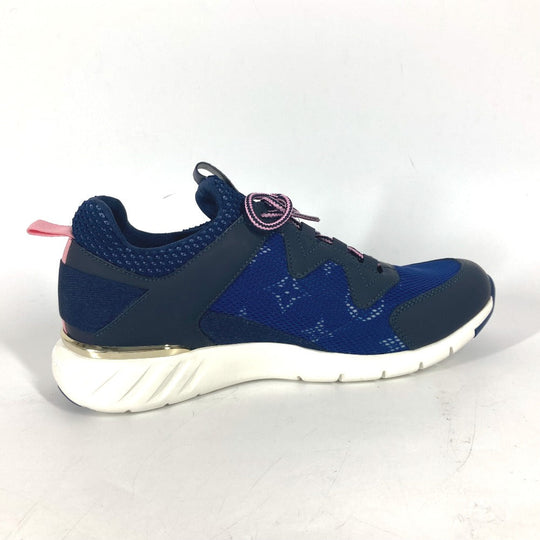 LOUIS VUITTON sneakers Leather, Mesh blue Monogram logo 34 1/2