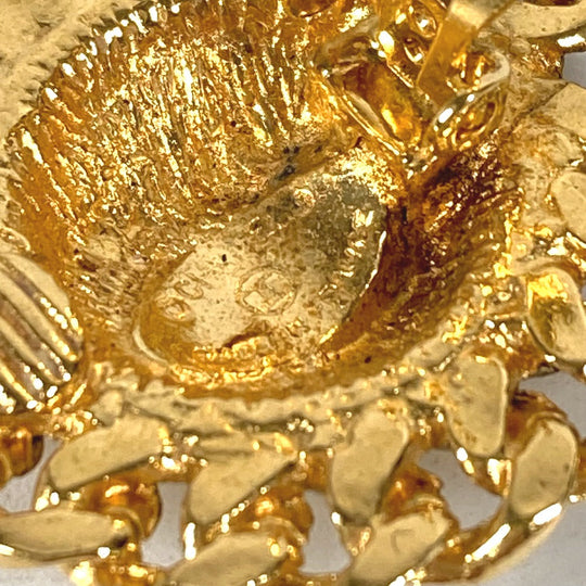 CHANEL Earring metal gold vintage Round Chain CC Matelasse Women Used Authentic