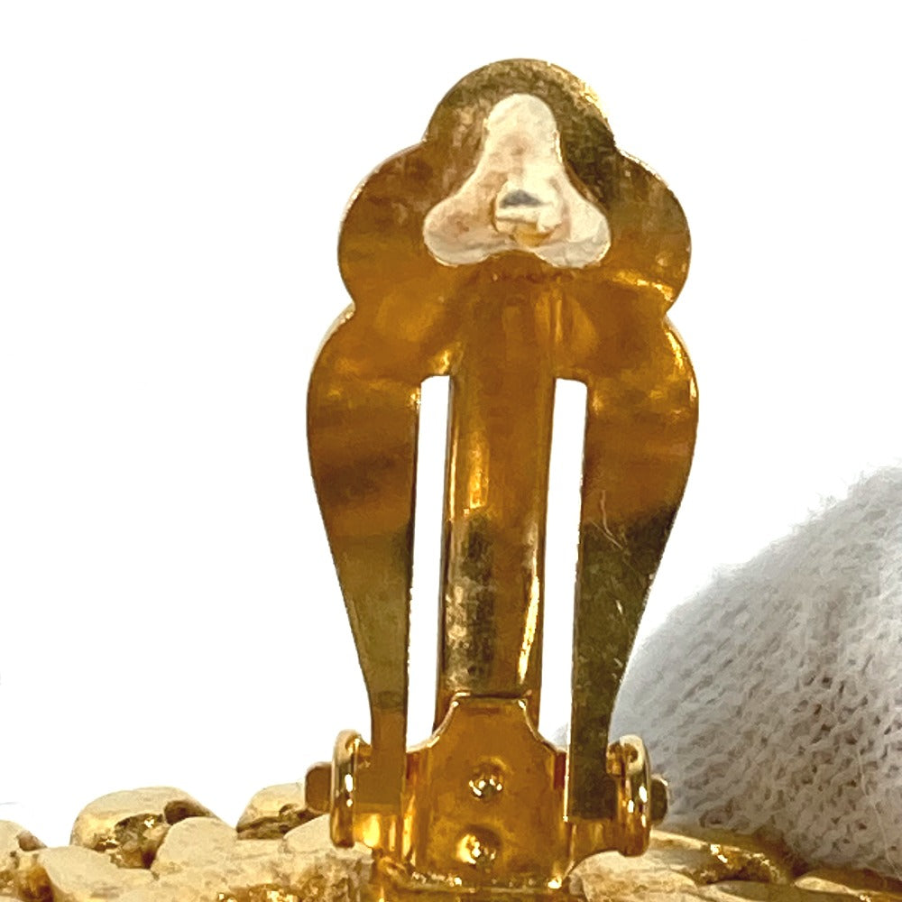 CHANEL Earring metal gold vintage Round Chain CC Matelasse Women Used Authentic