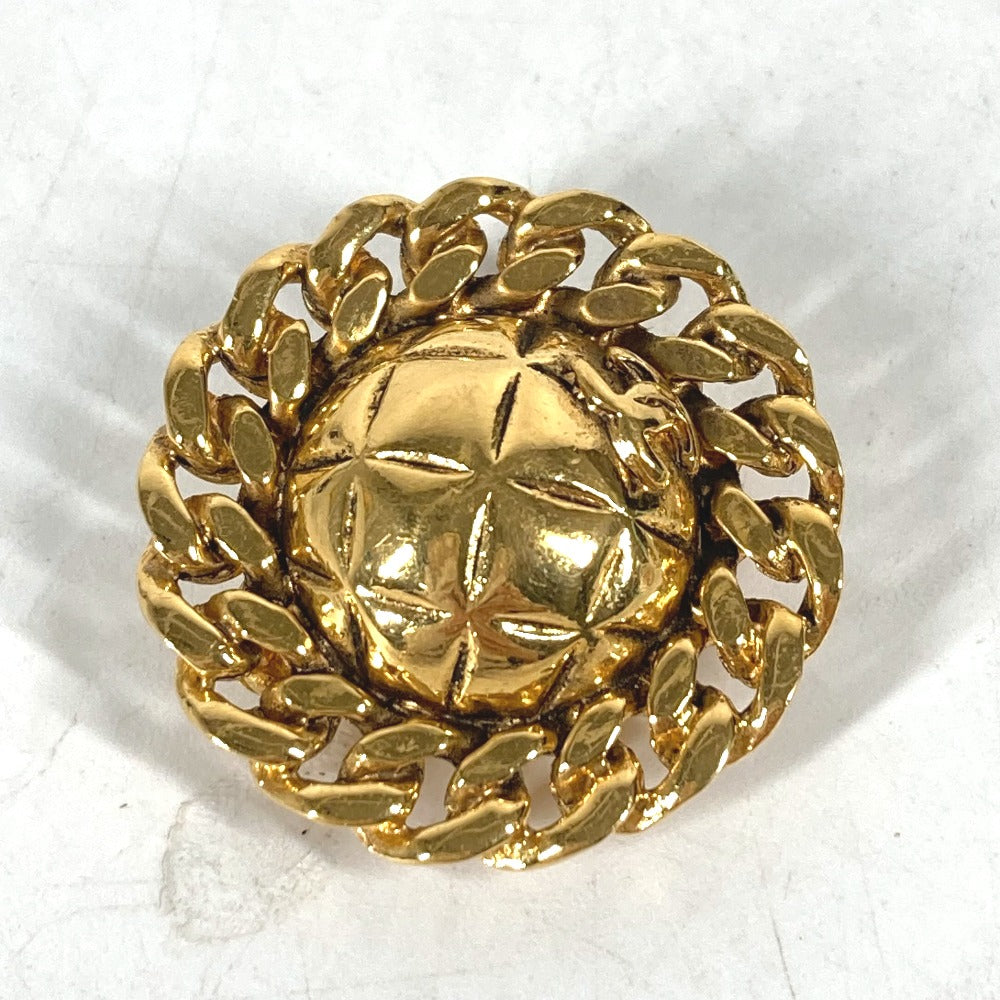 CHANEL Earring metal gold vintage Round Chain CC Matelasse Women Used Authentic