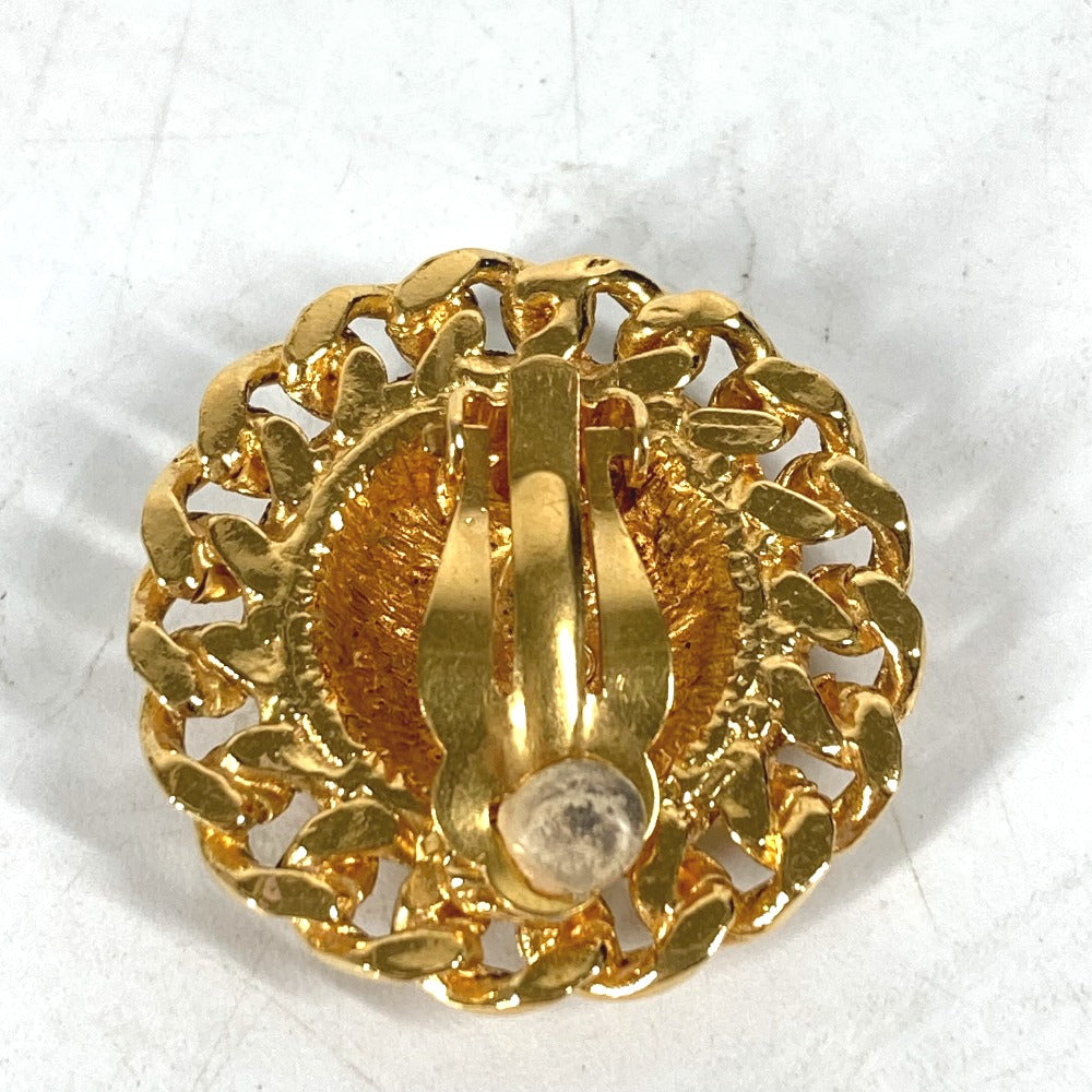 CHANEL Earring metal gold vintage Round Chain CC Matelasse Women Used Authentic