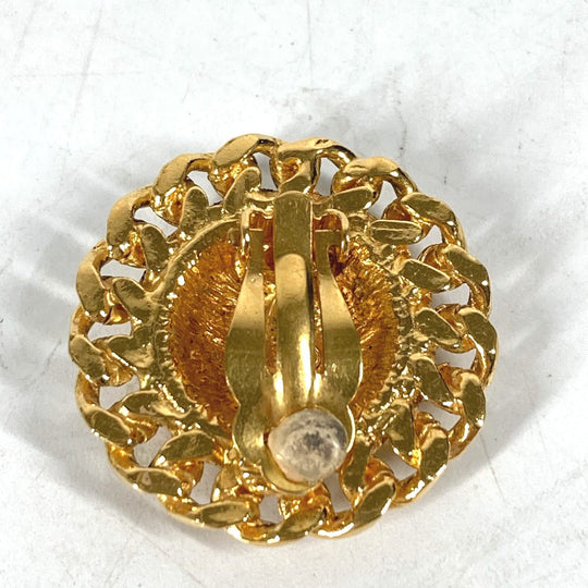 CHANEL Earring metal gold vintage Round Chain CC Matelasse Women Used Authentic