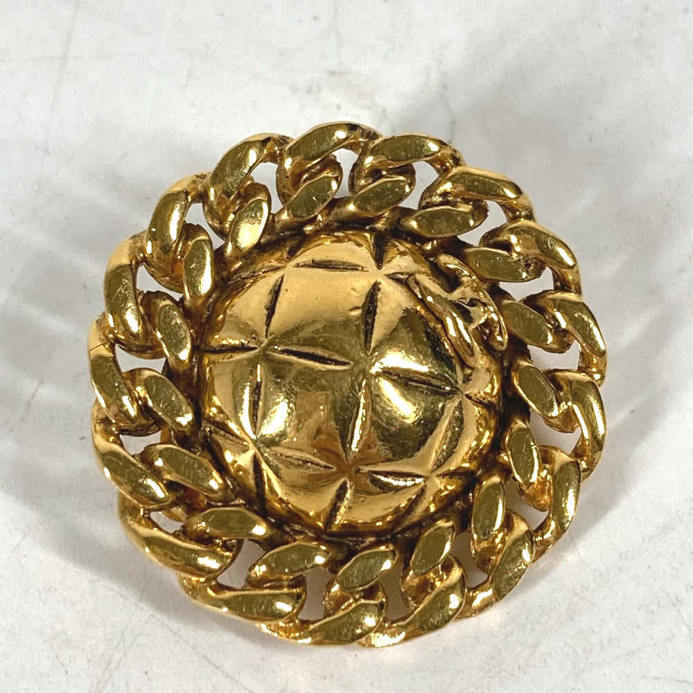 CHANEL Earring metal gold vintage Round Chain CC Matelasse Women Used Authentic