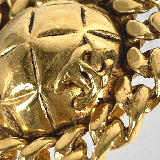 CHANEL Earring metal gold vintage Round Chain CC Matelasse Women Used Authentic