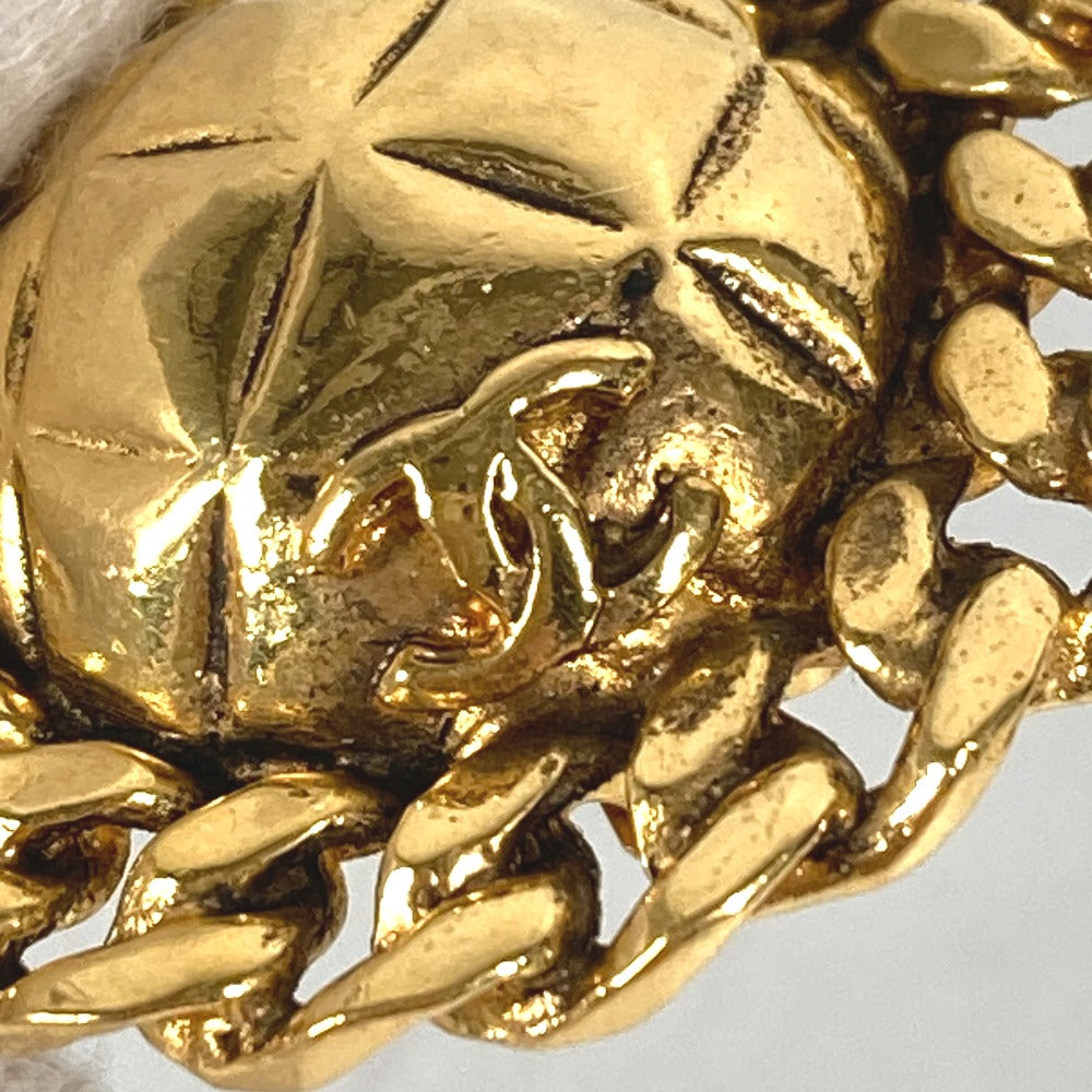 CHANEL Earring metal gold vintage Round Chain CC Matelasse Women Used Authentic