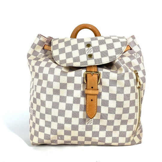 LOUIS VUITTON Backpack N41578 Damier Azur Canvas white Damier Azur Speron Women Used Authentic