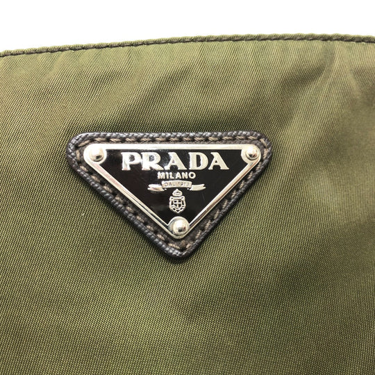 PRADA Shoulder Bag Nylon khaki Triangle logo mens Used Authentic