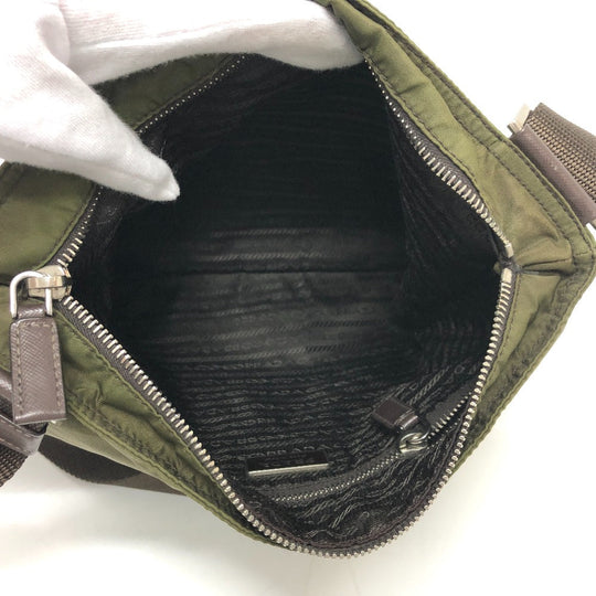 PRADA Shoulder Bag Nylon khaki Triangle logo mens Used Authentic