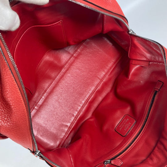 LOEWE Handbag leather Red Barroco Artesano Amazona 36 Women Used Authentic