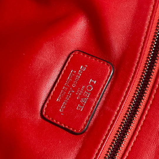 LOEWE Handbag leather Red Barroco Artesano Amazona 36 Women Used Authentic