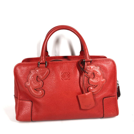 LOEWE Handbag leather Red Barroco Artesano Amazona 36 Women Used Authentic