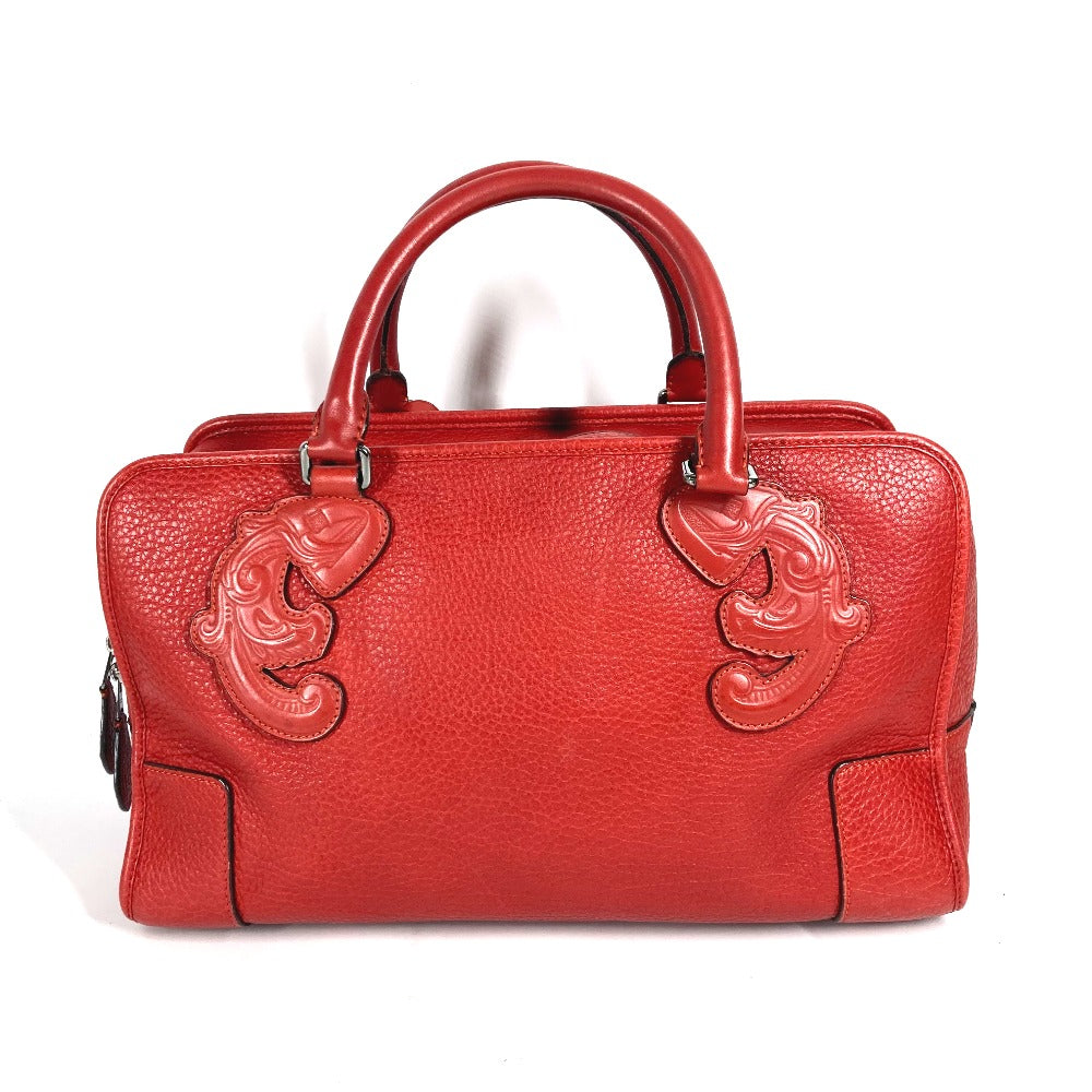 LOEWE Handbag leather Red Barroco Artesano Amazona 36 Women Used Authentic