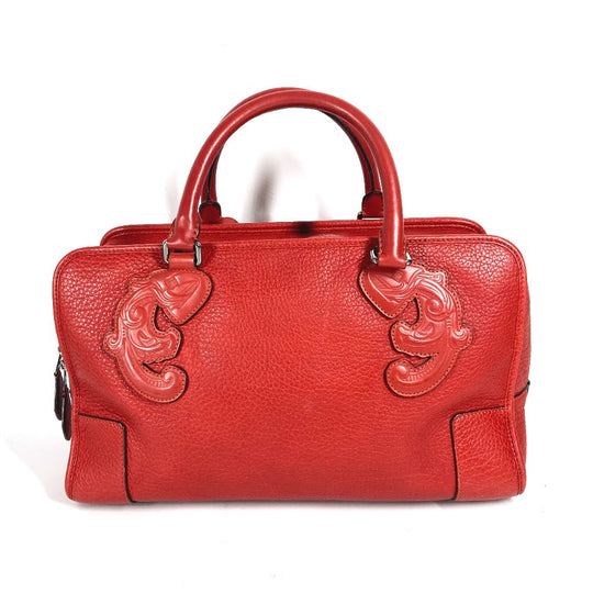 LOEWE Handbag leather Red Barroco Artesano Amazona 36 Women Used Authentic