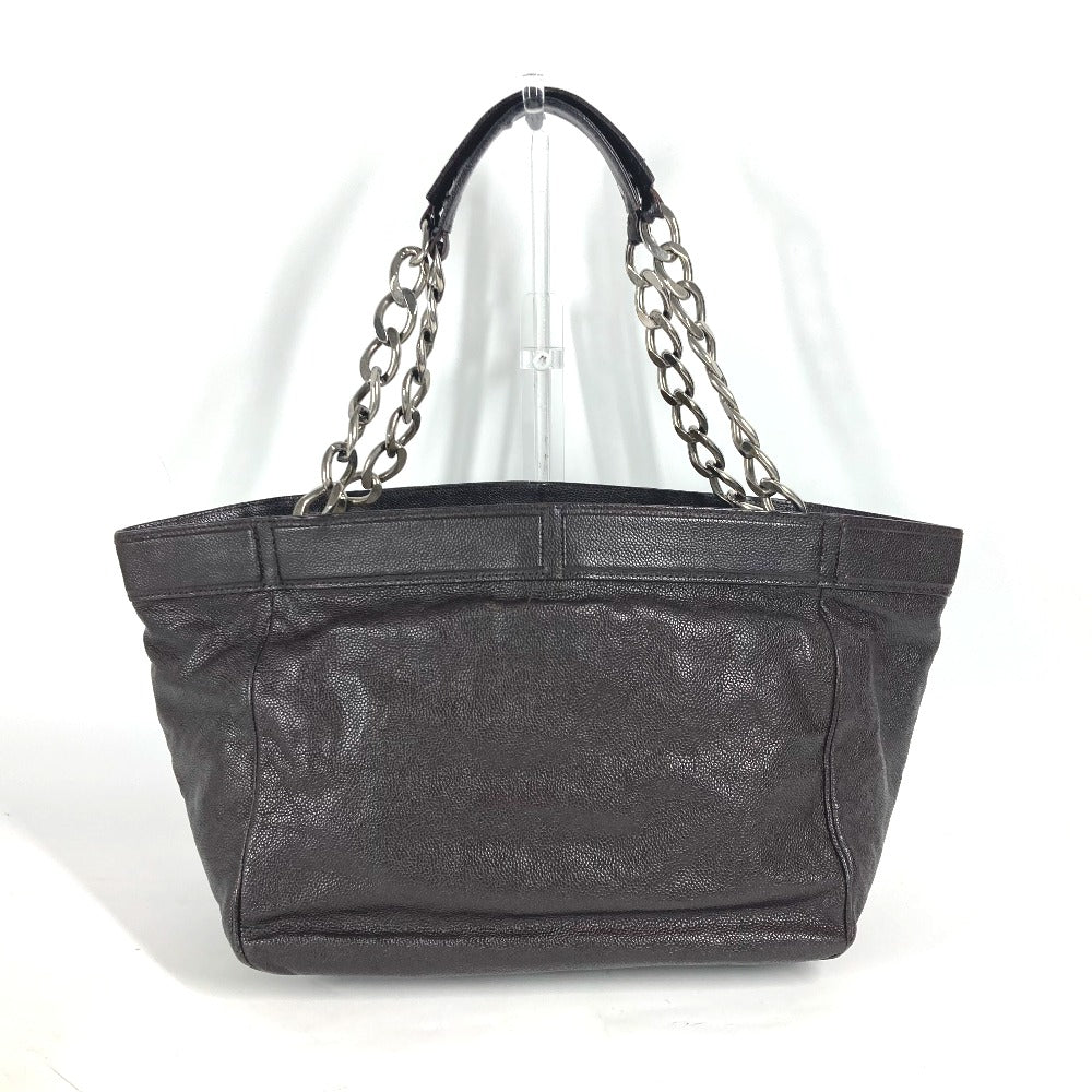 CHANEL Shoulder Bag Caviar skin Brown WChain CC COCO Mark DecaCoco Women Used Authentic