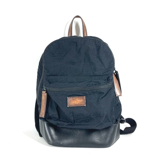 Berluti Backpack Leather / nylon black logo calligraphy mens Used Authentic