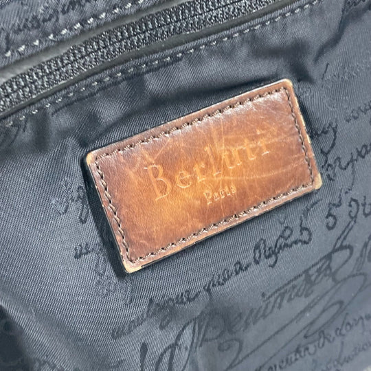 Berluti Backpack Leather / nylon black logo calligraphy mens Used Authentic