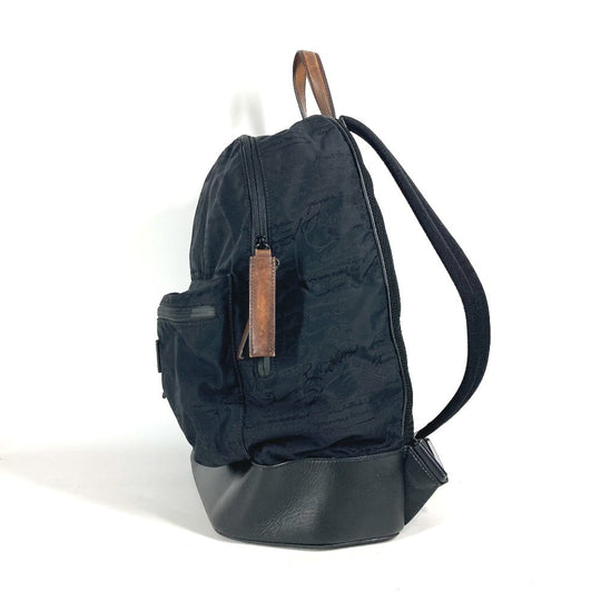 Berluti Backpack Leather / nylon black logo calligraphy mens Used Authentic