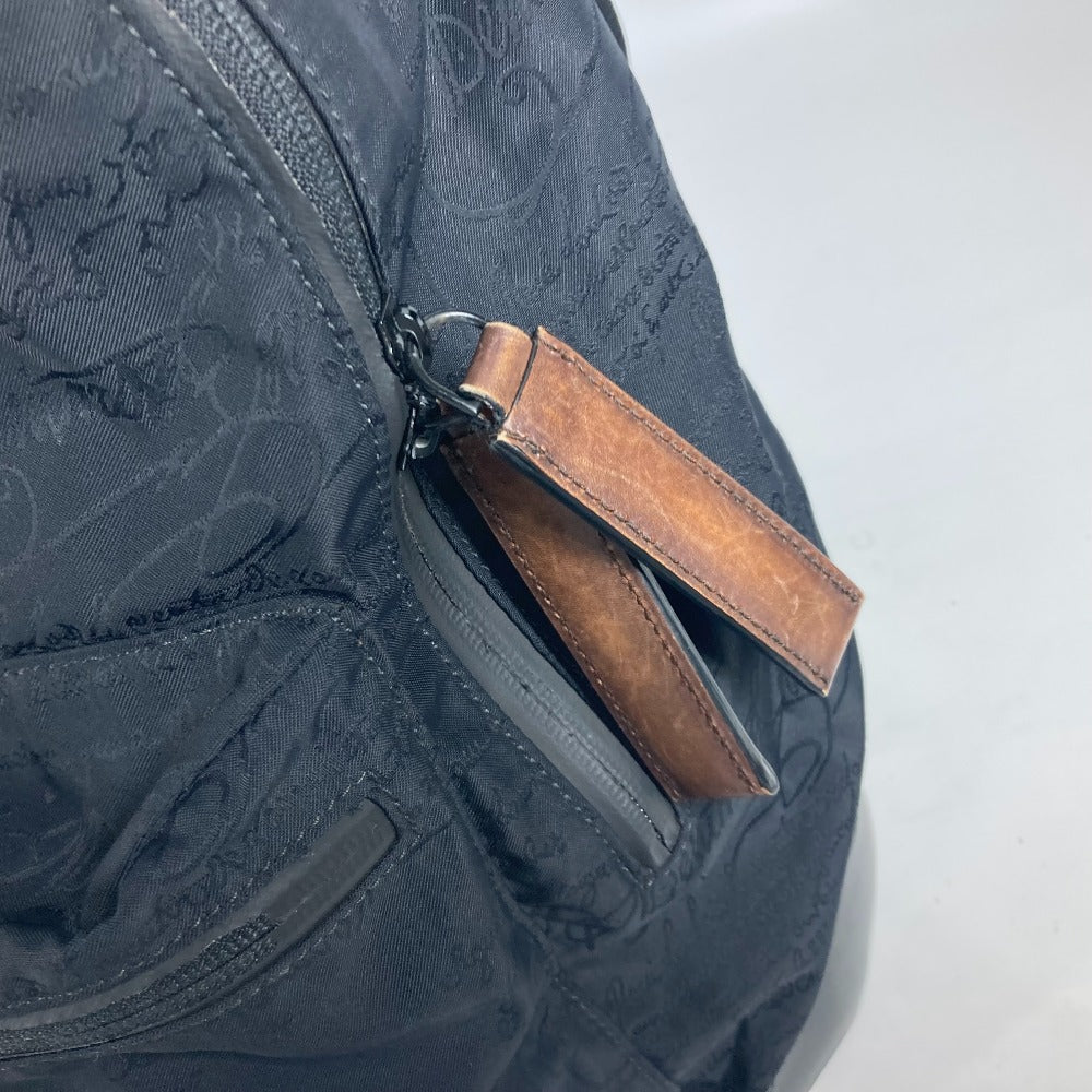 Berluti Backpack Leather / nylon black logo calligraphy mens Used Authentic
