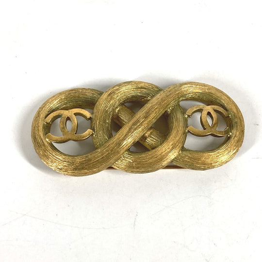 CHANEL Brooch metal gold 95C Vintage CC COCO Mark Double Women Used Authentic