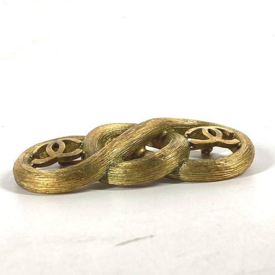 CHANEL Brooch metal gold 95C Vintage CC COCO Mark Double Women Used Authentic