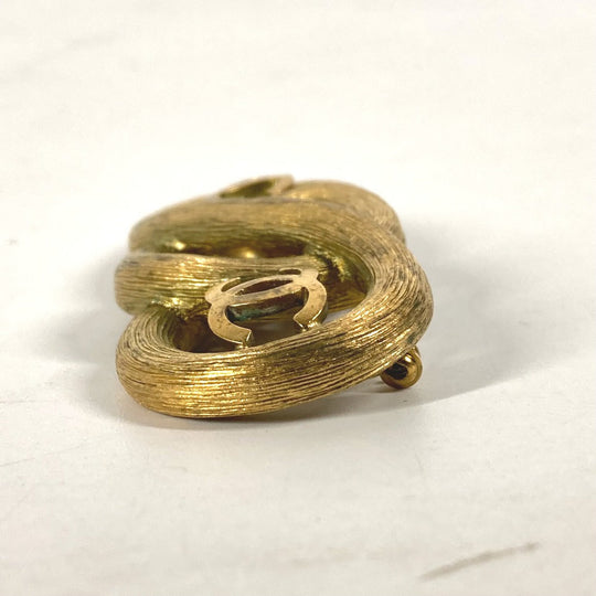 CHANEL Brooch metal gold 95C Vintage CC COCO Mark Double Women Used Authentic