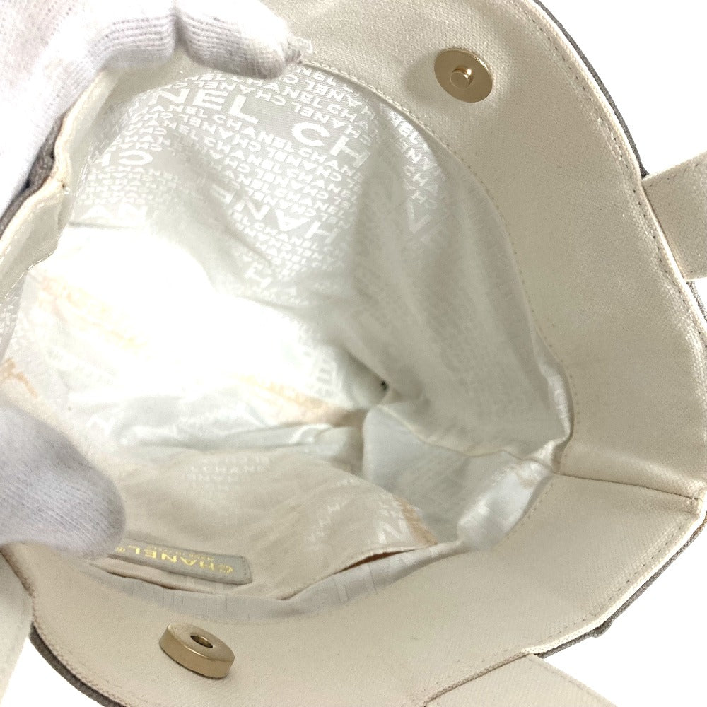 CHANEL Shoulder Bag canvas gray Shoulder Window line Women Used Authentic