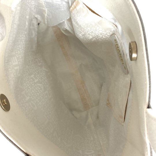 CHANEL Shoulder Bag canvas gray Shoulder Window line Women Used Authentic