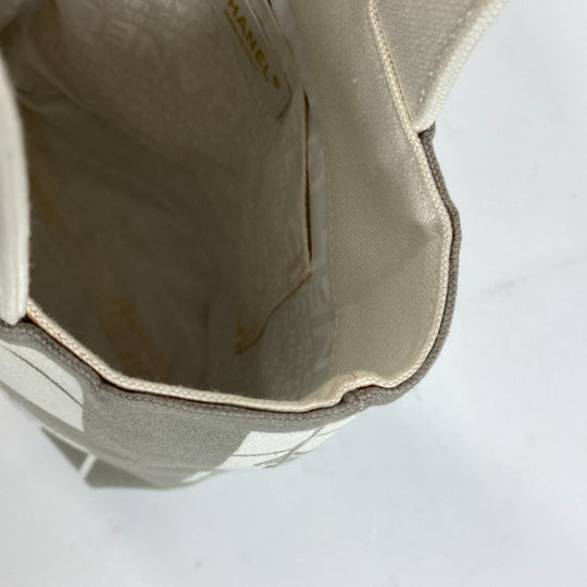 CHANEL Shoulder Bag canvas gray Shoulder Window line Women Used Authentic