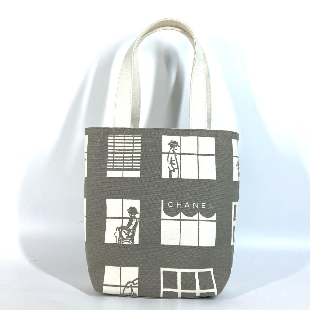 CHANEL Shoulder Bag canvas gray Shoulder Window line Women Used Authentic