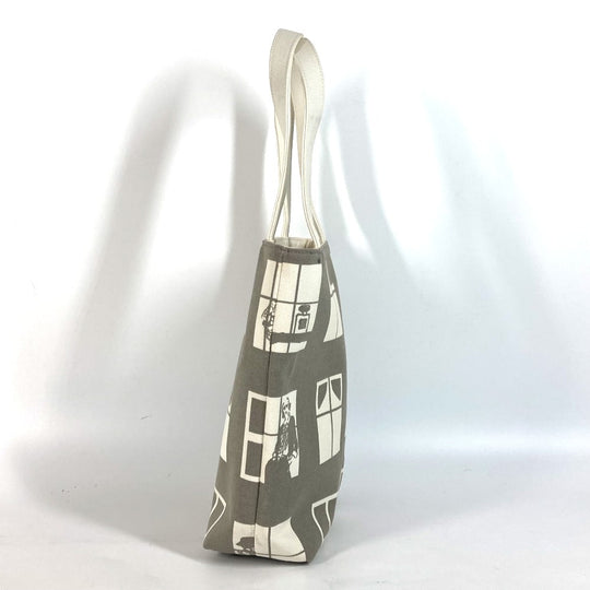 CHANEL Shoulder Bag canvas gray Shoulder Window line Women Used Authentic