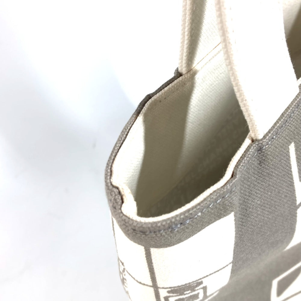 CHANEL Shoulder Bag canvas gray Shoulder Window line Women Used Authentic