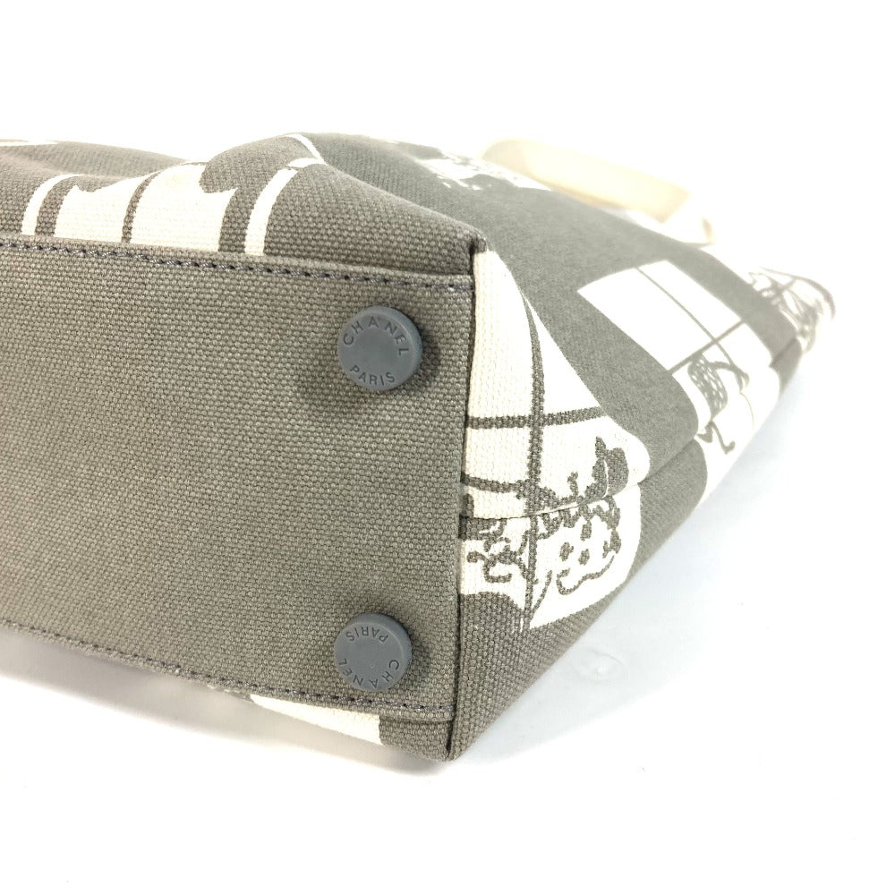 CHANEL Shoulder Bag canvas gray Shoulder Window line Women Used Authentic