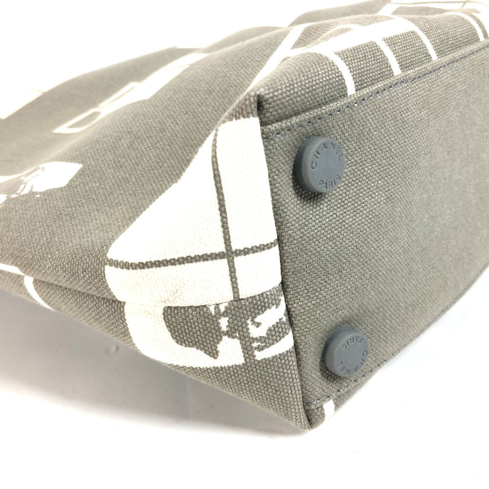 CHANEL Shoulder Bag canvas gray Shoulder Window line Women Used Authentic