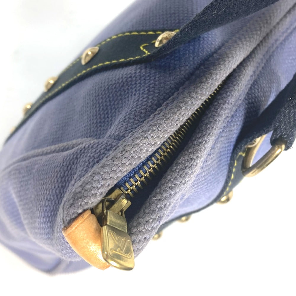 LOUIS VUITTON Tote Bag M40087 Leather / canvas blue Antigua Hippo MM Women Used Authentic
