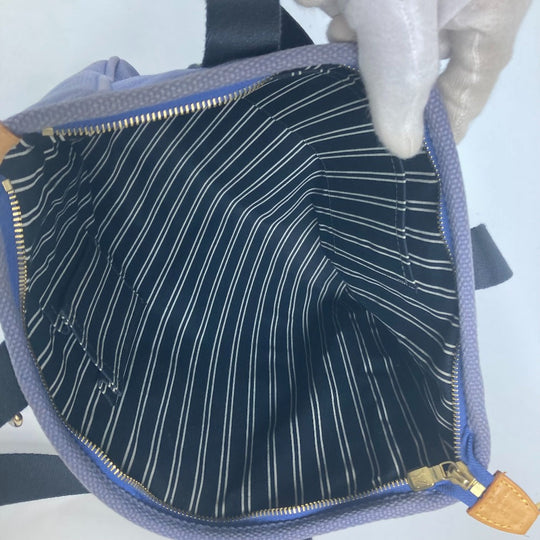 LOUIS VUITTON Tote Bag M40087 Leather / canvas blue Antigua Hippo MM Women Used Authentic